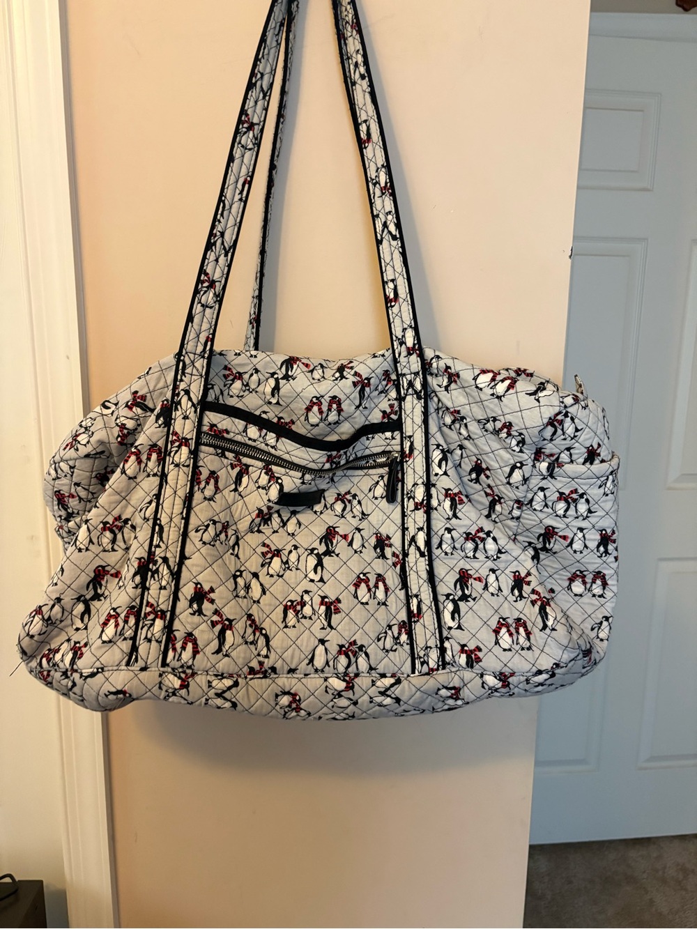 Vera Bradley Quilted Penguin Print Tote - White, Black & Red